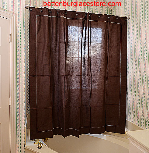 Brown Hemstitch Shower Curtain.